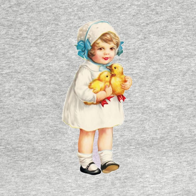 Vintage Easter Girl with Chicks by dcohea